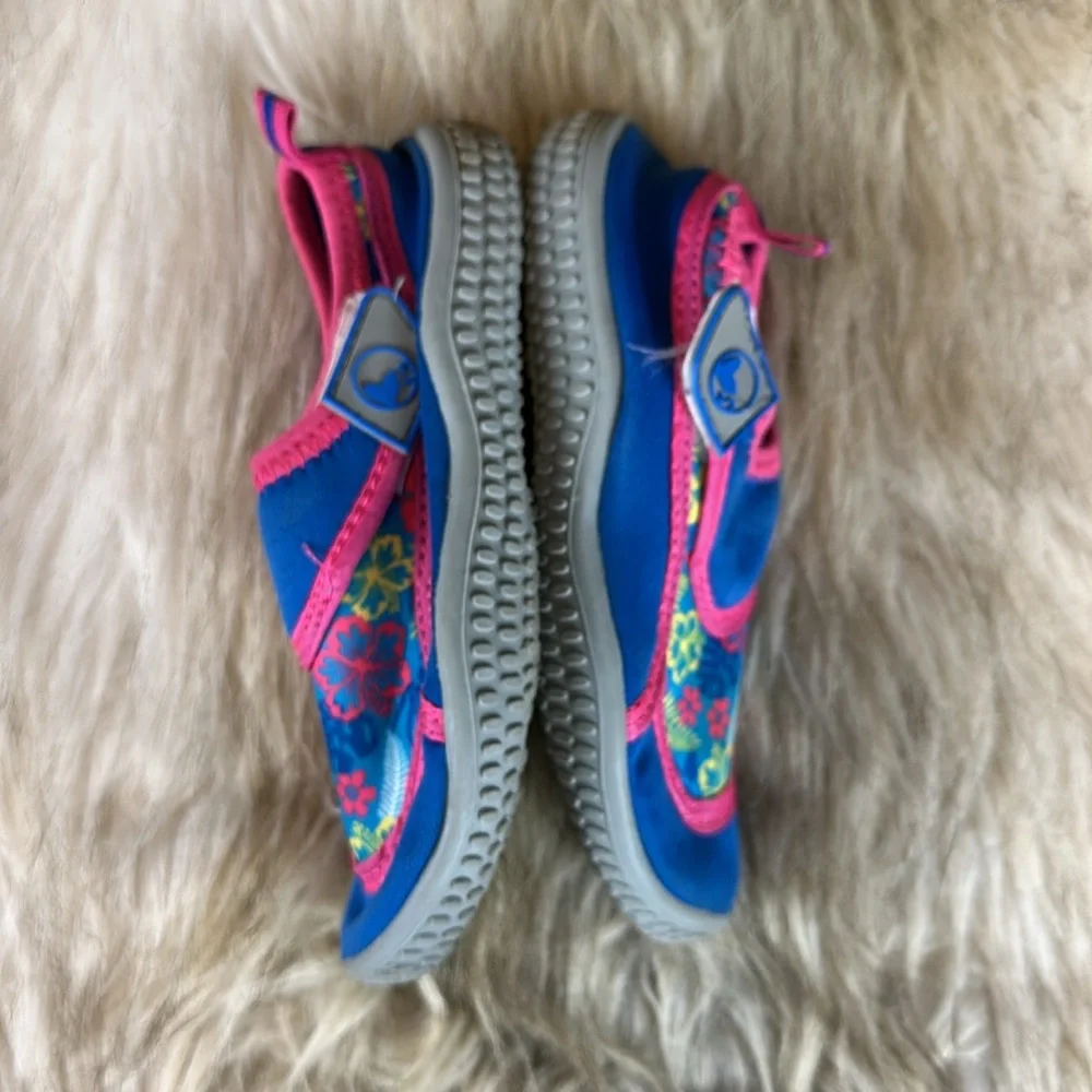 Size 10 Reef Legends Kids Blue and Pink Floral Water Shoes